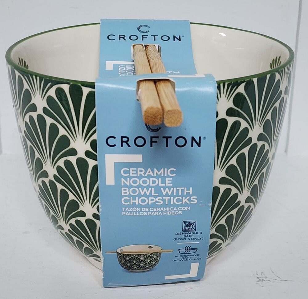 Vintage Crofton Stoneware Noodle Bowl w/ Chopsticks 5.3" Dia Microwave Safe -New